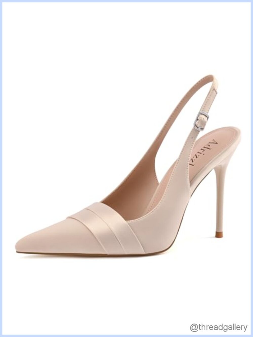 Slingback Heels Women 4 Inch Stiletto Pump Pointed Toe Satin